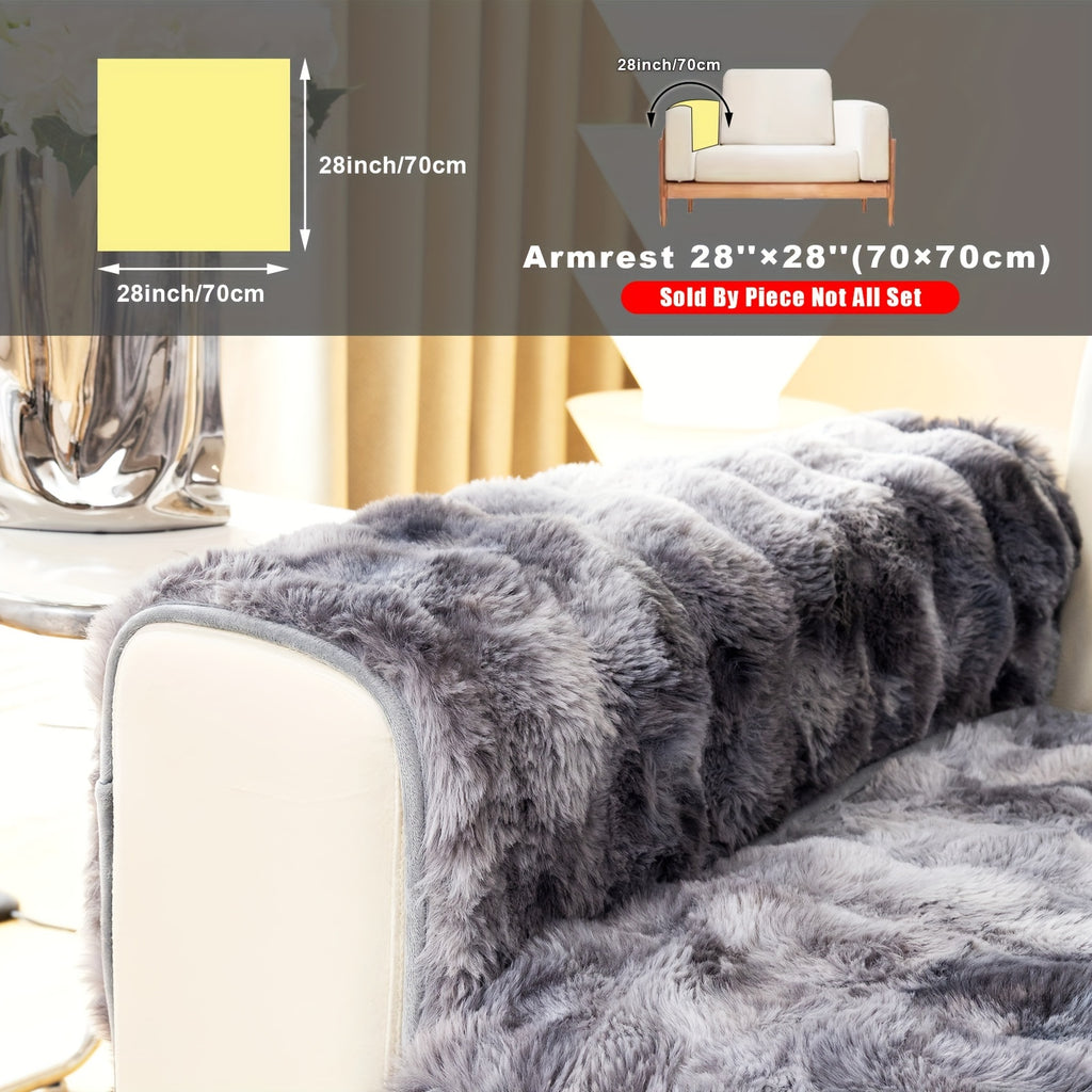 Faux Lamb Fluffy Sofa Cover Modern Gradient – Thick Plush Pet-Friendly Polyester Sofa Protector, Machine Washable 450-500g Fabric for Single, Double, Triple & Combination Sofas