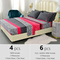 Patchwork Printed Microfiber Bed Sheet Set 4 or 6pcs – 14 Inch Deep Pocket Breathable Wrinkle Resistant, Twin Full Queen King, 3 Bold Colors