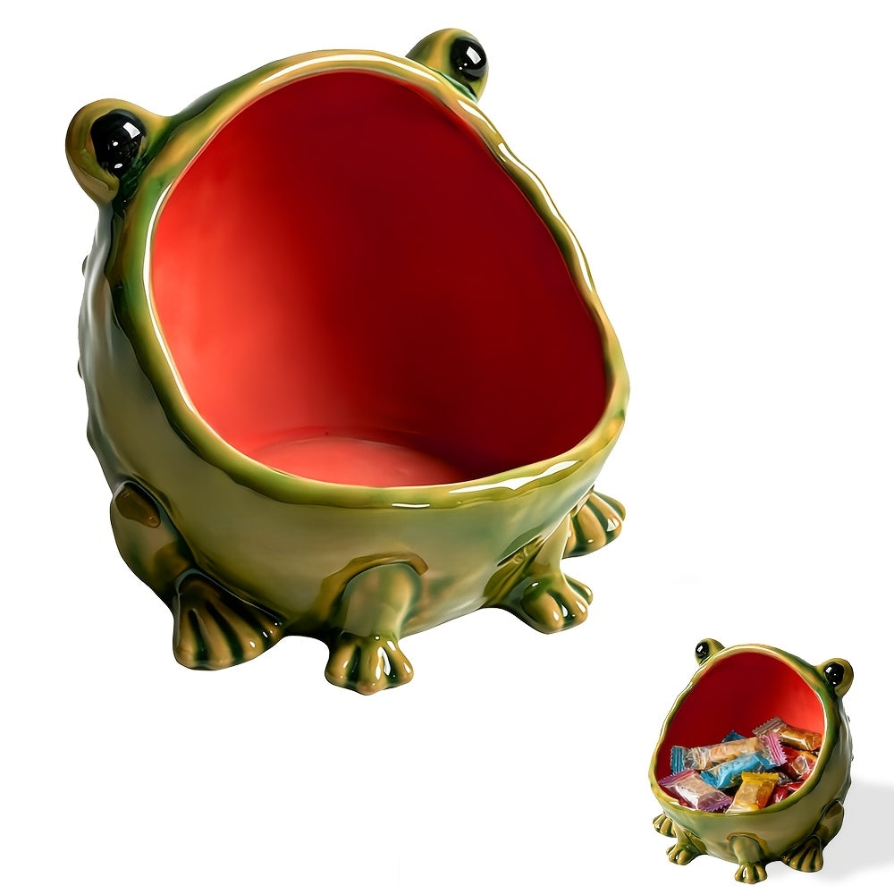 Frog Statue Storage Tray & Key Holder – Cute Animal Sculpture Desktop Organizer, Decorative Candy & Key Dish for Entryway, Desk & Home Decor, Unique Housewarming Gift (Non-Food Contact)