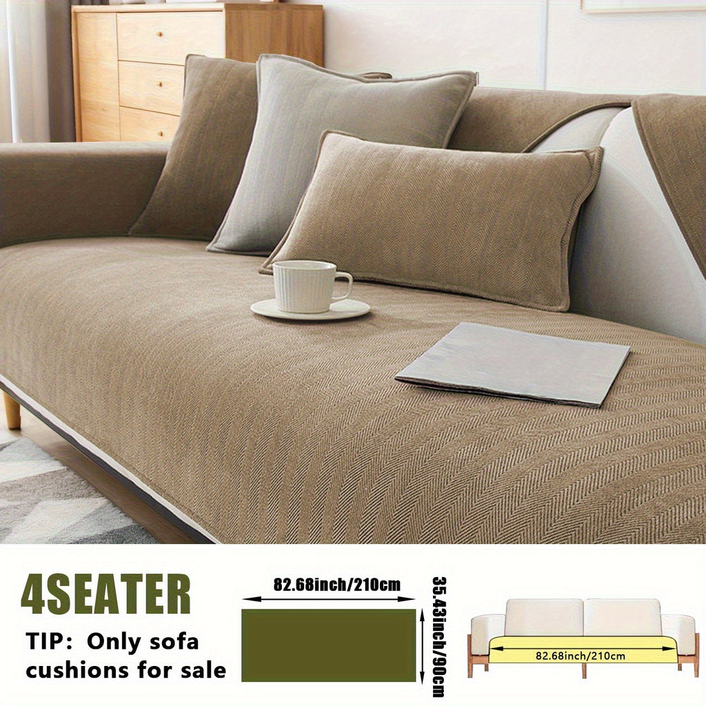 Chenille Ribbed Sofa Cover – Pet-Friendly Non-Slip Stretch Slipcover, Machine Washable Sofa Protector for 2, 3 & 4-Seater and Sectional Sofas, Modern Living Room Couch Cover