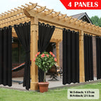 Outdoor Curtain Panels for Patio Gazebo Porch – Weather-Resistant, Light-Filtering Sun Block Privacy Drapes, 4 Panels, Multiple Sizes & Colors