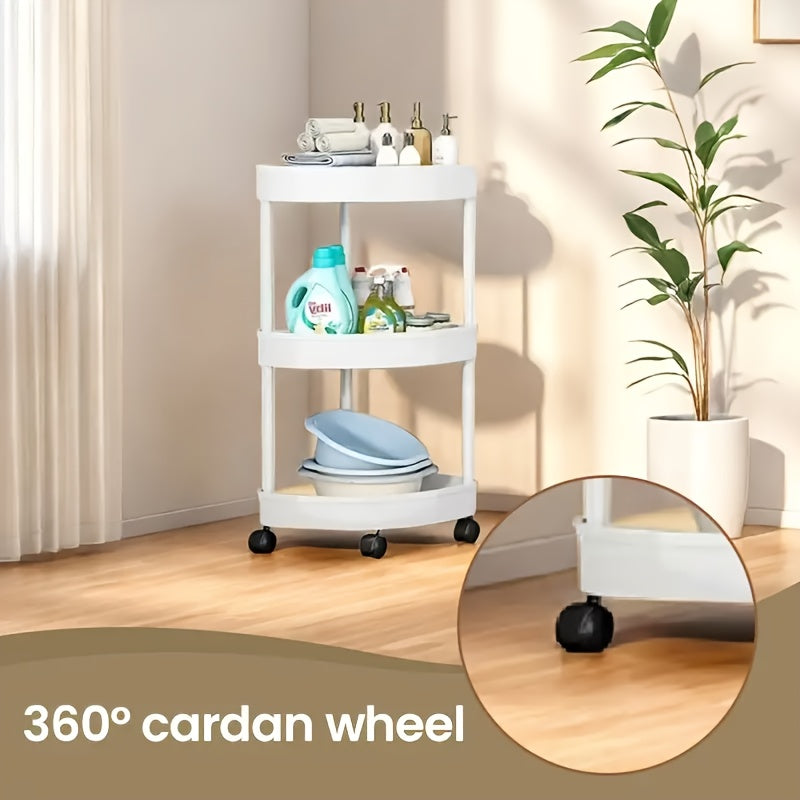 Rotating Corner Shelf for Bathroom – Fan-Shaped 3-Tier 90° Space-Saving Storage Rack with Hollow Drainage | Thickened Plastic Corner Organizer for Kitchen, Bedroom & Living Room | White & Black