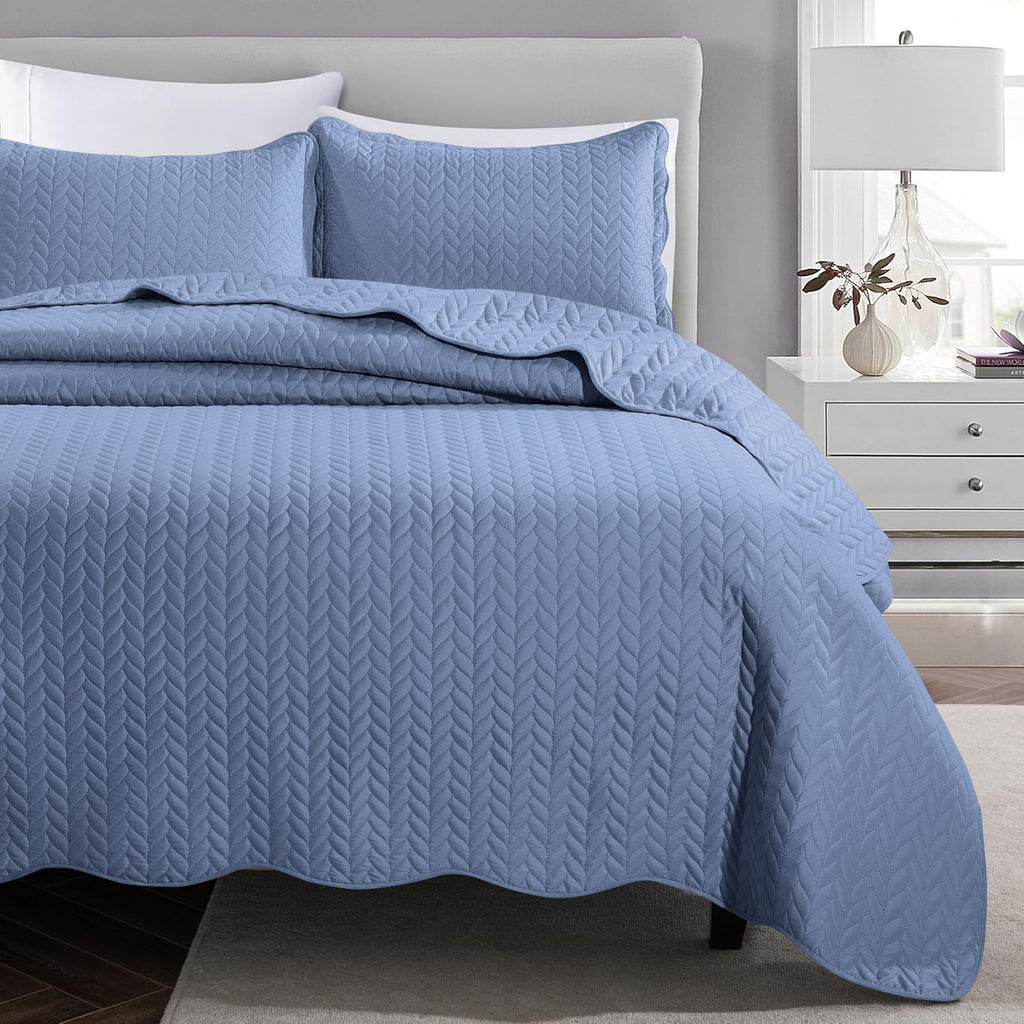 Microfiber Quilt Bedspread Set All Season Lightweight – Soft Breathable Quilted Coverlet Twin Full Queen King 16 Colors Machine Washable