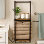 Double Layer Wall Mounted Towel Rack – French Countryside Style Iron Bathroom Storage Rack for Towels & Toiletries, Sturdy Walnut Black Metal Organizer, 1 or 2 Piece Set