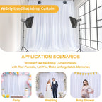 Wrinkle-Free White Backdrop Curtains Polyester, Wedding Party Photo Backdrop Drapes Rod Pocket, Single Panel or Sets of 6 8 12 Pieces