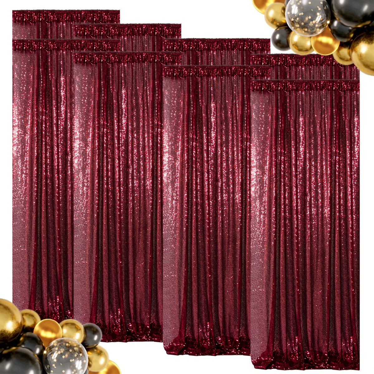 Sequin Backdrop Curtains – Glitter Party & Wedding Background Panels, 2ft×8ft per Panel, 4/6/8 Panel Sets, 29 Colors for Birthday, Stage, Bridal & Event Decor