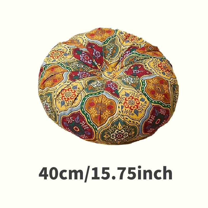 Boho Round Floor Cushion Pillow Thick Filling - Bohemian Decorative Accent Pillow for Sofa Living Room Bedroom, 6 Colors, 2 Sizes