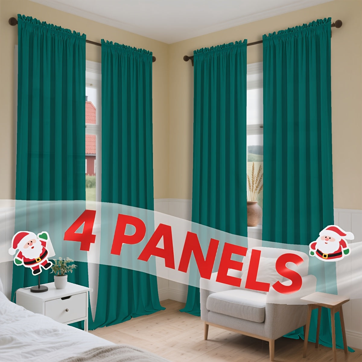 Semi-Sheer Curtains 4 Panels – Modern Light Filtering Window Drapes with Rod Pocket & Eyelet for Living Room, Bedroom & Office, Easy Install No Bleach Care
