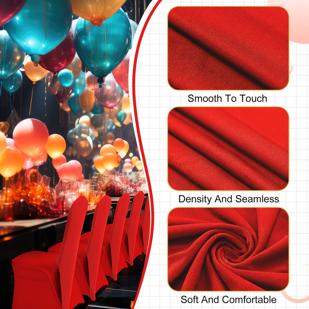 Spandex Chair Cap Covers, Set of 20 – Stretch Chair Hood Sash Hat Bands for Wedding, Banquet & Party (Red)