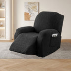 Stretch Recliner Sofa Slipcover Set of 4, Washable Couch Protector for Single Reclining Sofa with Elastic Base, Furniture Cover for Living Room