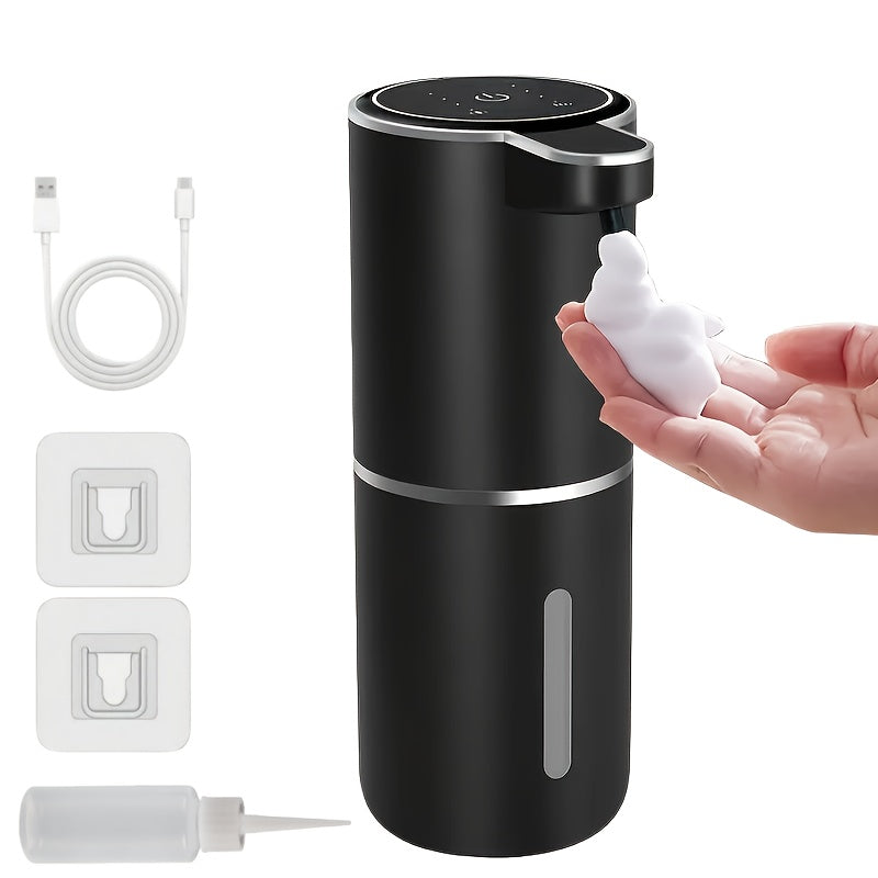Smart Sensor Automatic Soap Dispenser Nickel Wall-Mount USB Quick Charging with Power Display, 4-Level Adjustable Flow Rate, No-Touch 400ml Foam & Liquid Soap Dispenser for Bathroom Kitchen