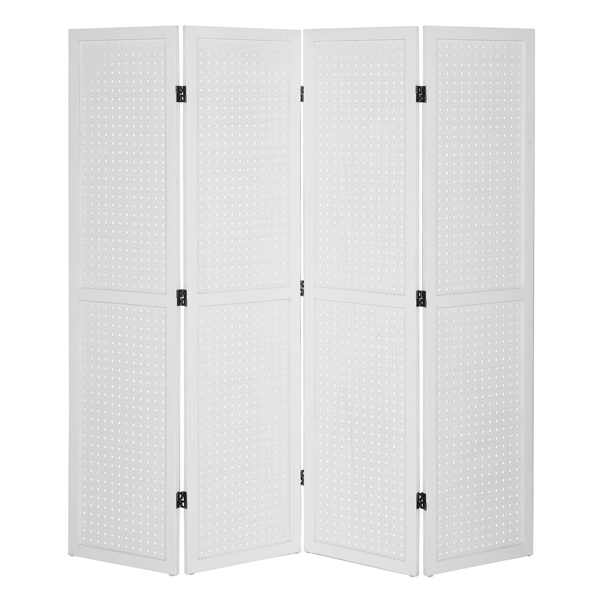 5 FT Freestanding Pegboard Room Divider | Wood Folding Privacy Screen & Display Board Organizer with Support Feet – White, Black, Natural, Grey | Craft Shows, Retail & Home
