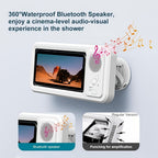 Shower Phone Holder 360 Degree Rotating Waterproof Wall Mount with Wireless Bluetooth Speaker IPX5 Rated for Bathroom Tub Kitchen Mirror Compatible with 4-6.8 Inch Phones Black White Pink