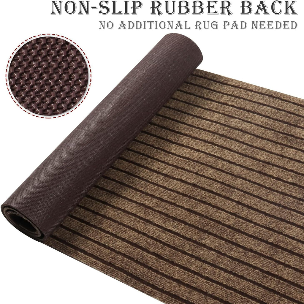 Runner Rug for Hallway Entryway Kitchen – Indoor Outdoor Non-Slip Rubber Backing, 200+ Custom Sizes, 8 Colors, Stain Resistant Low Pile Carpet Runner