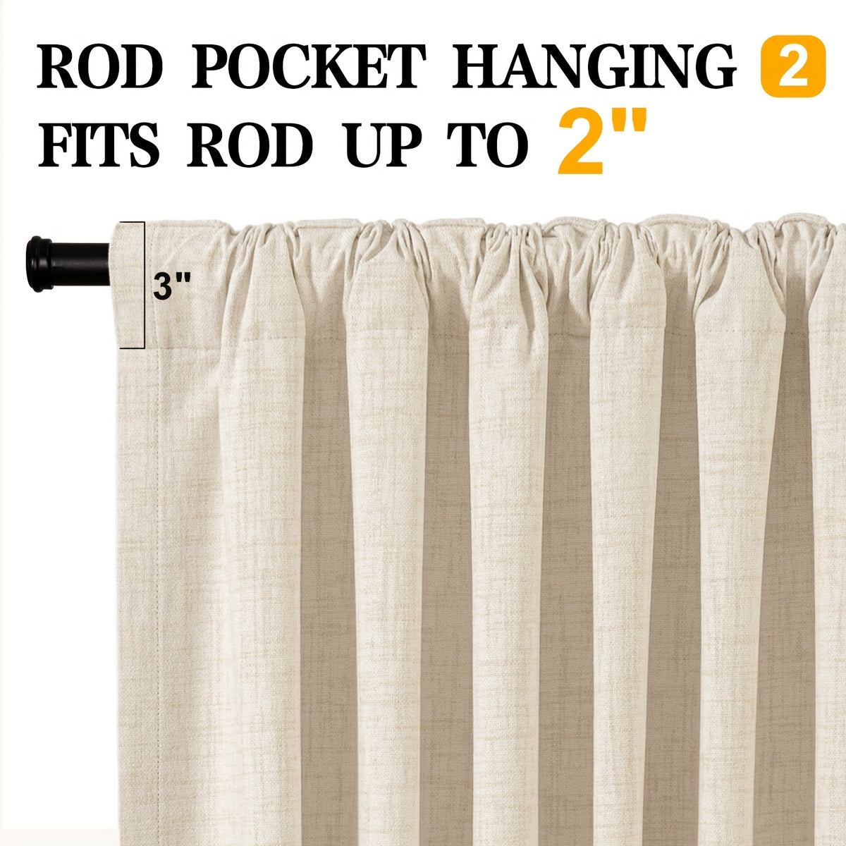 100% Blackout Curtains Back Tab & Rod Pocket for Bedroom Living Room - Thermal Insulated Darkening Drapes 2 & 4 Panel Sets for Windows Office Kitchen, Modern Home Decor
