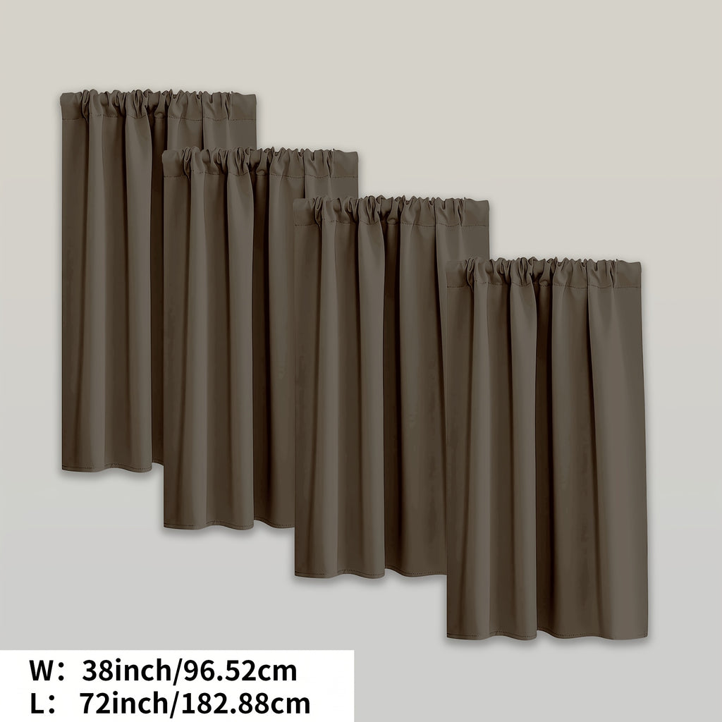 Blackout Curtains Rod Pocket 4 Panels - Thermal Insulated Room Darkening Noise Reducing Matte Drapes for Bedroom Living Room Office, 9 Colors 11 Sizes