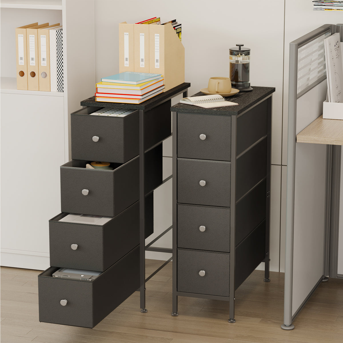 4-Tier Tall Narrow Storage Cabinet | Slim Bathroom & Kitchen Organizer, 29.5"H x 16.5"W x 9.5"D, Compact Shelving for Small Spaces, Easy Assembly