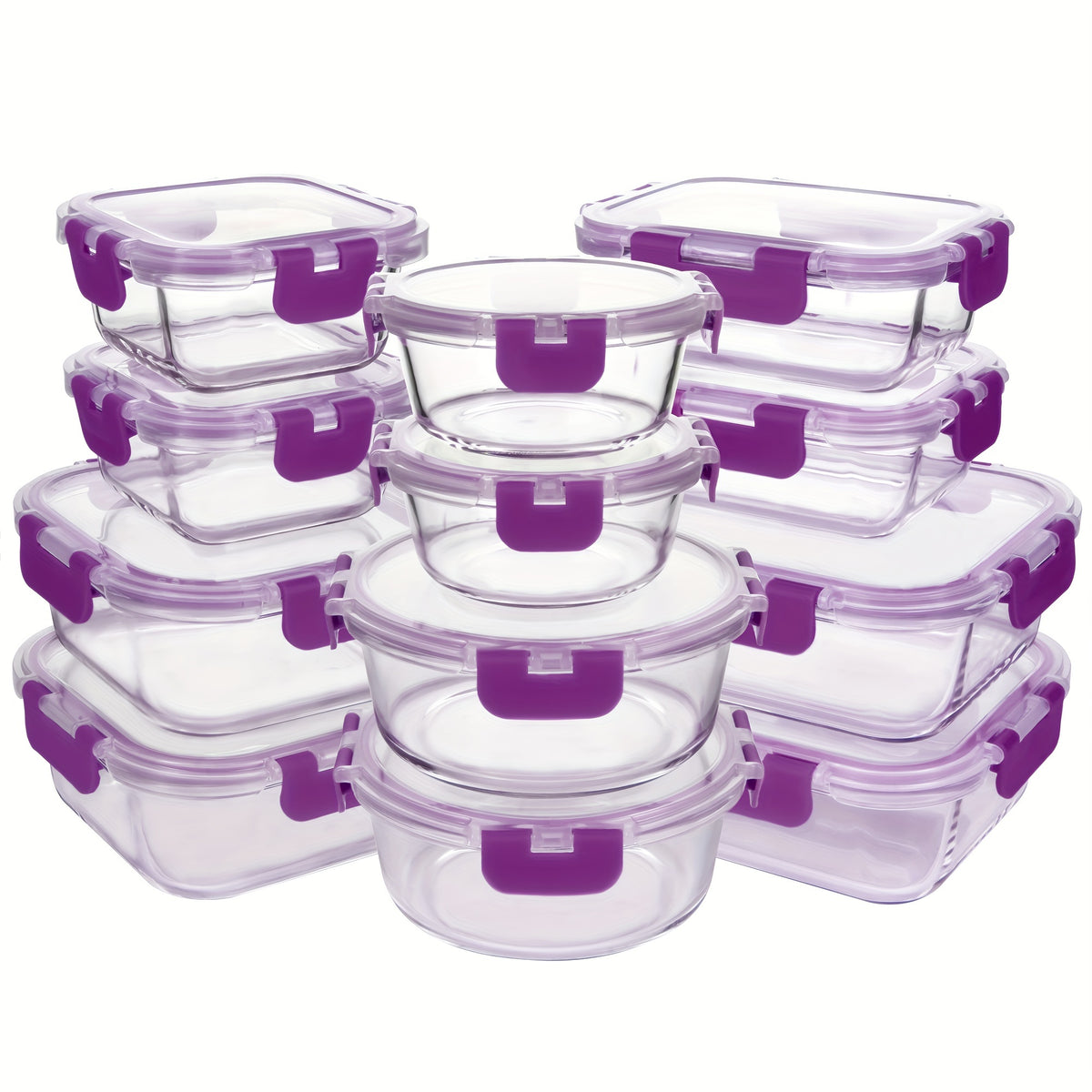 12-Pack Glass Food Storage Containers with Airtight Lids – Meal Prep Containers, Dishwasher Safe, BPA Free, Mother's Day & Holiday Gift Set