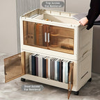 Stackable Foldable Storage Cabinet with Lids – Rolling Wardrobe Organizer 3/4/5/6 Tier with Magnetic Doors, 360° Wheels & Handles for Bedroom, Closet, Kitchen & Office