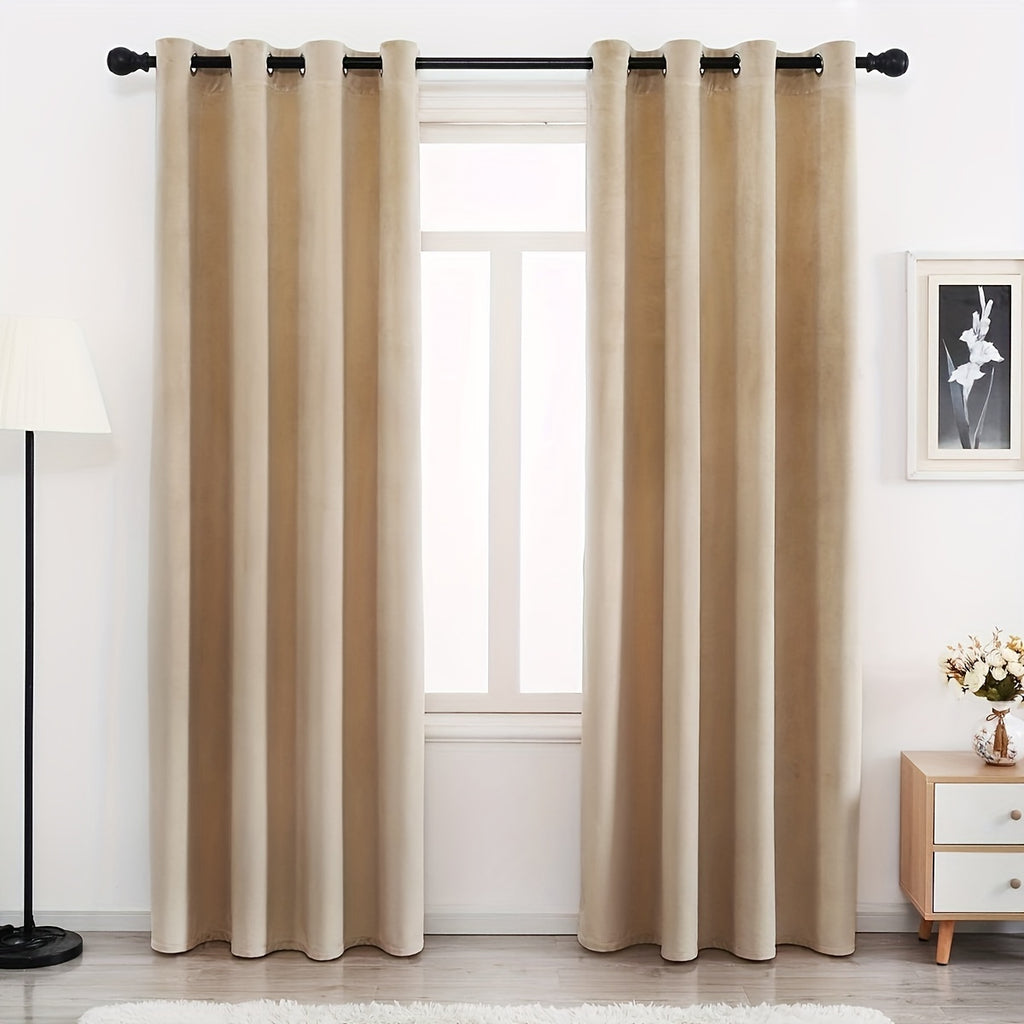 Velvet Curtains 52” Wide – Soft Grommet Thermal Insulated Light Filtering Velvet Window Panels for Bedroom | 2-Panel Set in 14 Colors & 7 Lengths