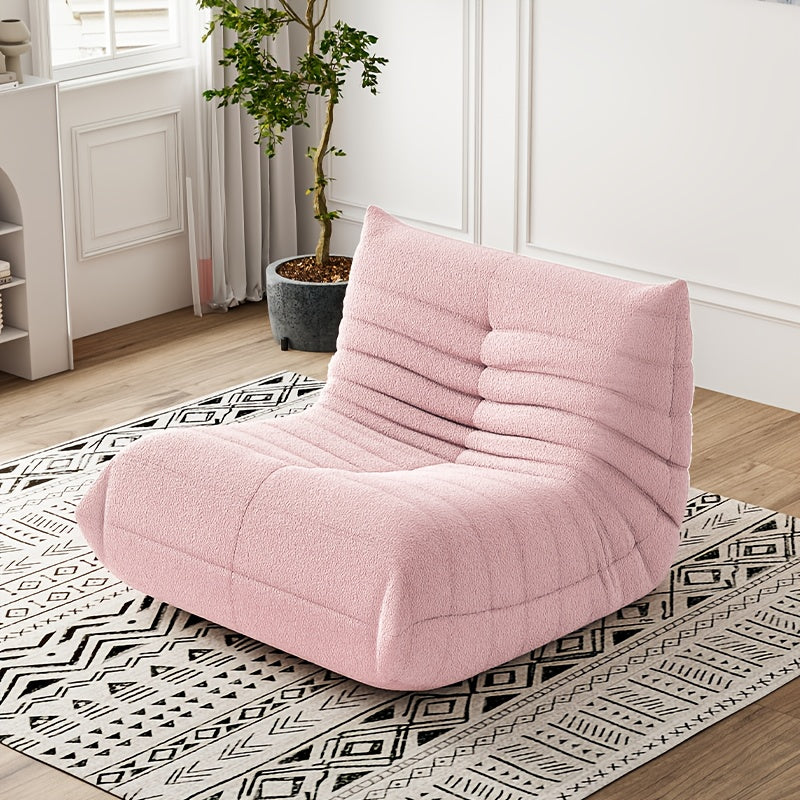 Caterpillar Floor Bean Bag Sofa – Teddy Velvet High-Density Foam Ergonomic Lounge Sofa, 1-2-3 Person, for Living Room Bedroom Game Room, Multiple Colors