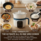 Electric Rice Cooker 6-Cup 6-in-1 with Auto Keep-Warm, 6 Cooking Modes – Rice, Soup, Pasta, Steak & More, Optional Steaming Rack