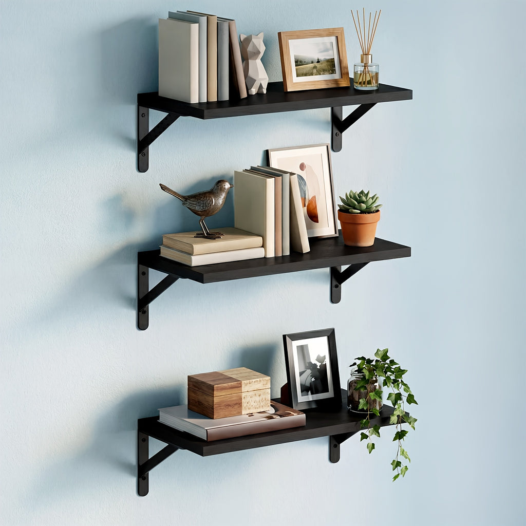 Farmhouse Floating Wall Shelves 3/6pcs Heavy Duty Long Ledge Shelf Set for Bedroom, Bathroom, Living Room & Kitchen Decor, Wall Mounted Storage Shelving for Home Organization
