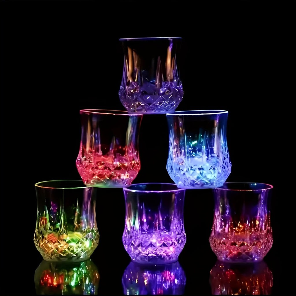LED Light Up Cups 6 Pack - Glow in the Dark Beer Mugs with Colored LED Lights for Party, Birthday, Christmas, Disco & Valentine's Day, Fun Party Supplies Drinkware Set