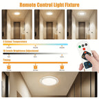 Rechargeable LED Ceiling Lamp with Motion Sensor – 3 Color Modes, 10 Brightness Levels, Remote Control & Timer – Battery-Powered Semi Flush Mount for Living Room, Kitchen & Bathroom