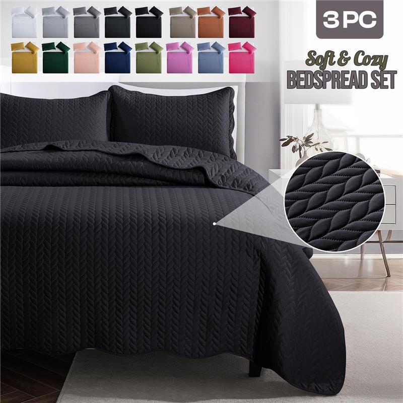 Microfiber Quilt Bedspread Set All Season Lightweight – Soft Breathable Quilted Coverlet Twin Full Queen King 16 Colors Machine Washable