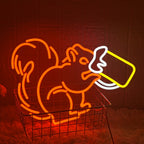 Squirrel Drinking Beer Neon Sign LED Dimmable USB Powered Bar Light for Man Cave Home Bar Pub Cafe Party Wall Decor
