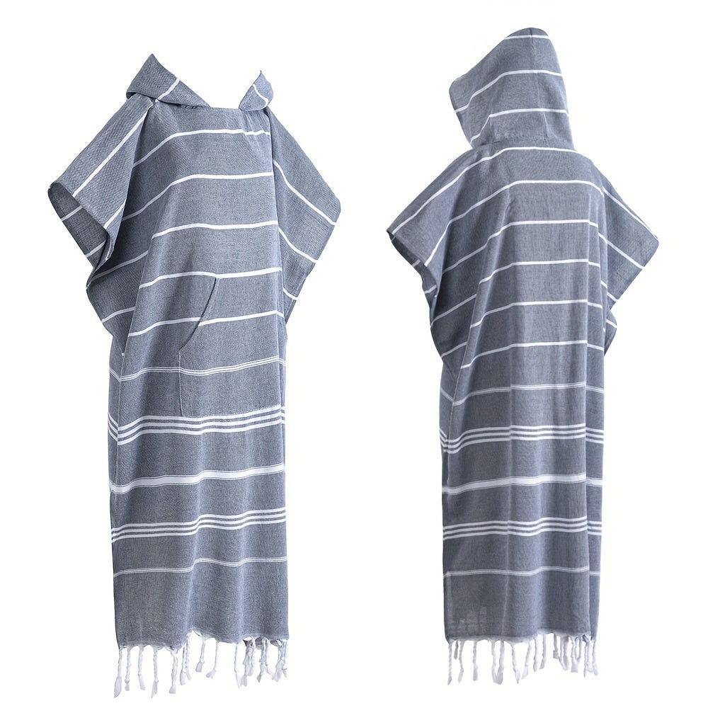 Hooded Surf Poncho Wearable Beach Towel Quick Dry Cotton Changing Robe Sandproof Lightweight for Swimming Diving Surfing Beach Bathing S L Multi Colors