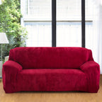 Plush Sofa Slipcover Stretch Thick Couch Cover - Soft Velvet Furniture Protector for Chair Loveseat 3 4 Seater, Anti-Slip Elastic Wrap, Machine Washable, 6 Colors for Living Room