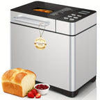 Bread Maker Machine 19-in-1 with Auto Nut & Fruit Dispenser, Ceramic Non-Stick Pan, Clear Viewing Window, 15-Hour Timer – Up to 2 LB Loaf