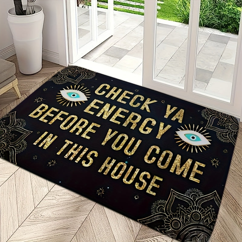 Check Ya Energy Doormat Quick Dry Anti-Slip Funny Welcome Mat for Entryway Indoor Bedroom Rug 2 Sizes