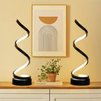 Modern Spiral Touch Table Lamp with USB-C Charging Port 3-Way Dimmable - Minimalist Bedside Lamp for Bedroom Living Room Desk - LED Bulb Included, Black & White, Single & 2-Pack