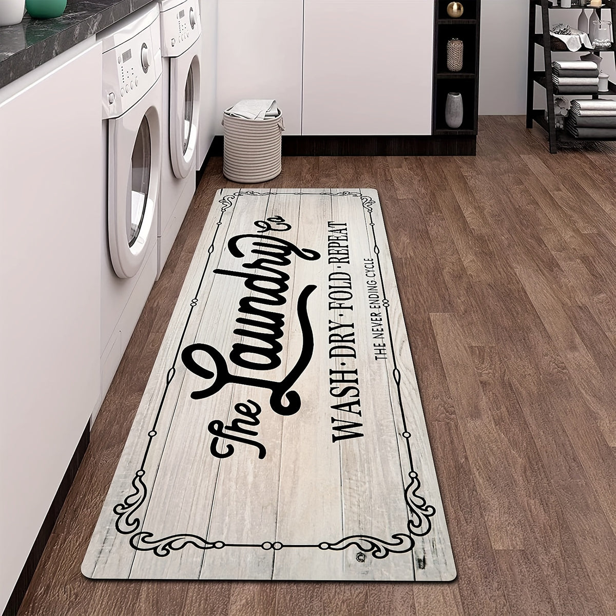 Non-Slip Washable Laundry Room Rug Runner – Rubber Backed Kitchen Mat for Farmhouse, Mudroom, Washroom & Bathroom Decor – Durable Floor Mat Runner