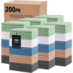 Bulk Microfiber Towels 100 or 200 Pack – Super Absorbent & Soft, 9.8×9.8 Inch – Multi-Purpose Washcloths for Bathroom, Hotel, Spa & Gym, Pure or Stripe, Random Color