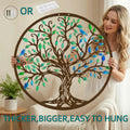 Moon & Green Tree Iron Wall Sculpture 15.75×15.75 Inch – Art Deco Metal Wall Hanging Decor for Home, Patio, Yoga Studio & Teahouse, Holiday Gift for Wedding, Christmas, Thanksgiving & Halloween
