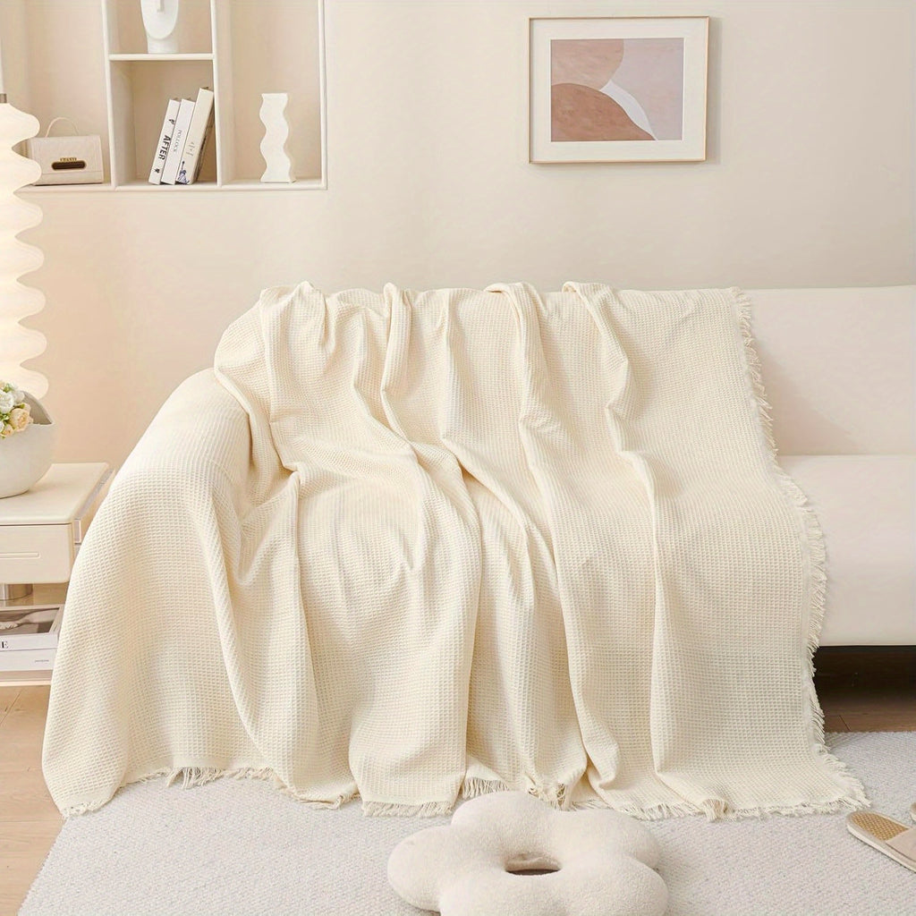 Tassel Sofa Cover Scratch-Resistant & Breathable, Multifunctional Boho Couch Cover Slipcover for All Seasons, Easy-Fit Fashionable Settee Throw Cover for Living Room Sofa