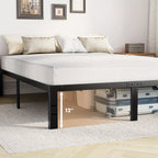 Metal Platform Bed Frame with Steel Slat Support | No Box Spring Needed | Under-Bed Storage | Easy Assembly | Noise-Free | Black | Twin Full Queen King
