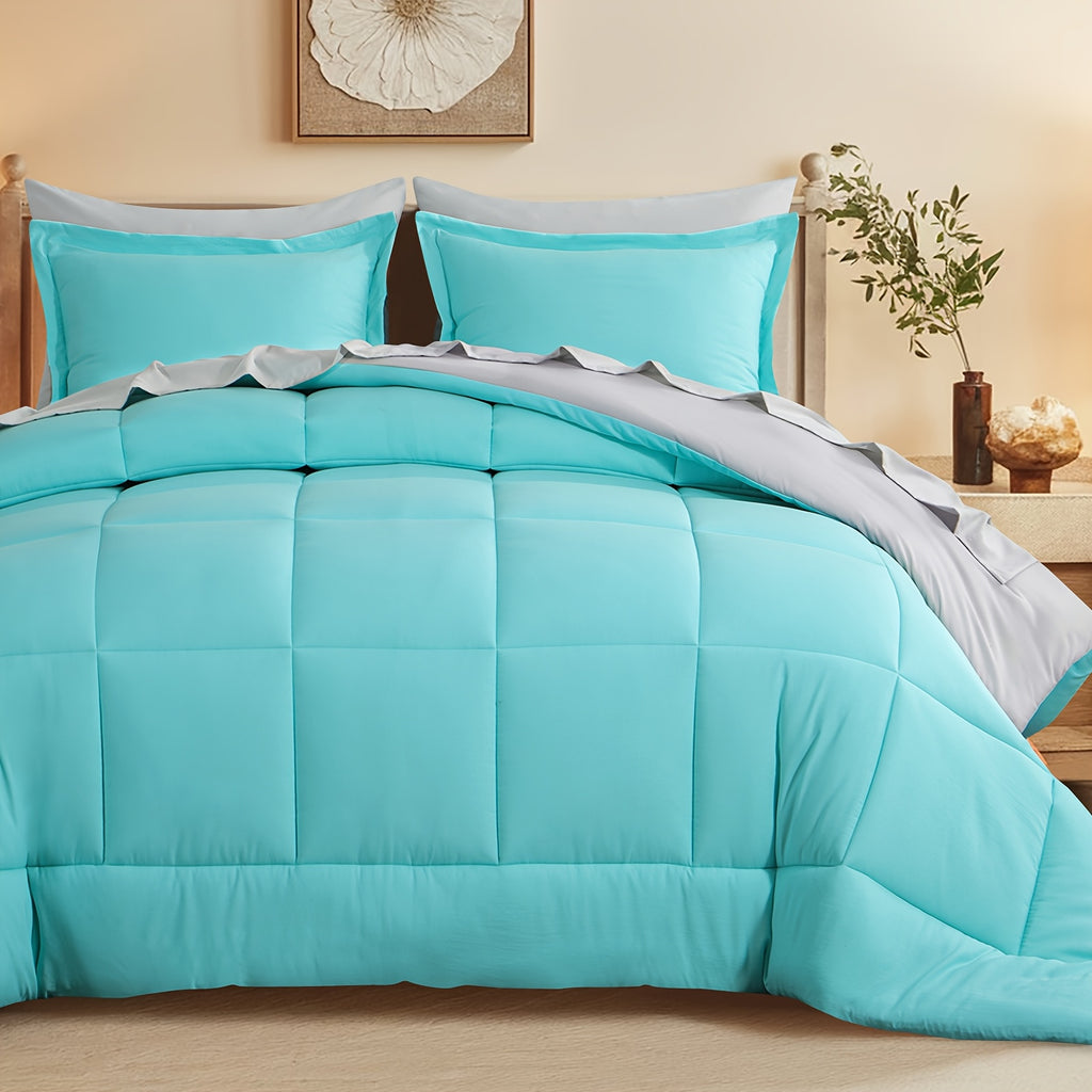 Bed in a Bag Queen 7 Piece Fluffy Comforter Set – Ultra-Soft Microfiber Bedding with Comforter, Fitted Sheet, Flat Sheet & 4 Pillowcases, Hypoallergenic Breathable All Season Bedding Gift for Her