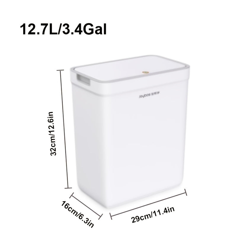 Wall-Mounted Odor-Sealing Trash Can with Lid – Space-Saving Rectangular Plastic Waste Bin, No Power Needed, Minimalist Design for Bathroom, Bedroom, Office & Dorm, Easy to Clean
