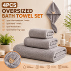 Microfiber Bath Towel Set 4 or 8 Piece – Extra Large 71×35” Ultra-Soft Quick Dry – Includes Bath Towel, Hand Towels, Washcloths & Hair Drying Cap for Bathroom, Hotel & Gym