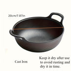 Heavy Duty Cast Iron Skillet 7.87in 20cm Dual Handle Nonstick No Lid Even Heat for Home BBQ Camping Oven Stovetop Grilling Steaks Baking
