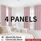 Blackout Curtains Rod Pocket 4-Panel Solid Color Lightweight Matte Drapes | 100% Light Blocking Window Curtains for Bedroom Living Room, 9 Colors 5 Sizes