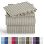 Luxury Striped Bed Sheet Set 3 or 4 Pcs – Hotel-Quality Deep Pocket 16", Extra Soft Breathable Cooling Sheets, Wrinkle & Fade Resistant, Twin Twin XL Full Queen King Cal King, 11 Colors