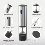 Electric Salt and Pepper Grinder Rechargeable USB – Adjustable Coarseness Automatic Pepper Mill, Stainless Steel with Lithium Battery for Home Kitchen, BBQ & Dining Table, 1pc or 2pcs Set