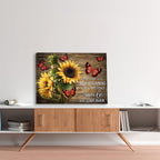 Inspirational Quote Canvas Wall Art Framed Sunflower Red Butterfly – Every Day Is A New Beginning Rustic Farmhouse Wall Decor Ready to Hang, Motivational Living Room Bedroom Gift