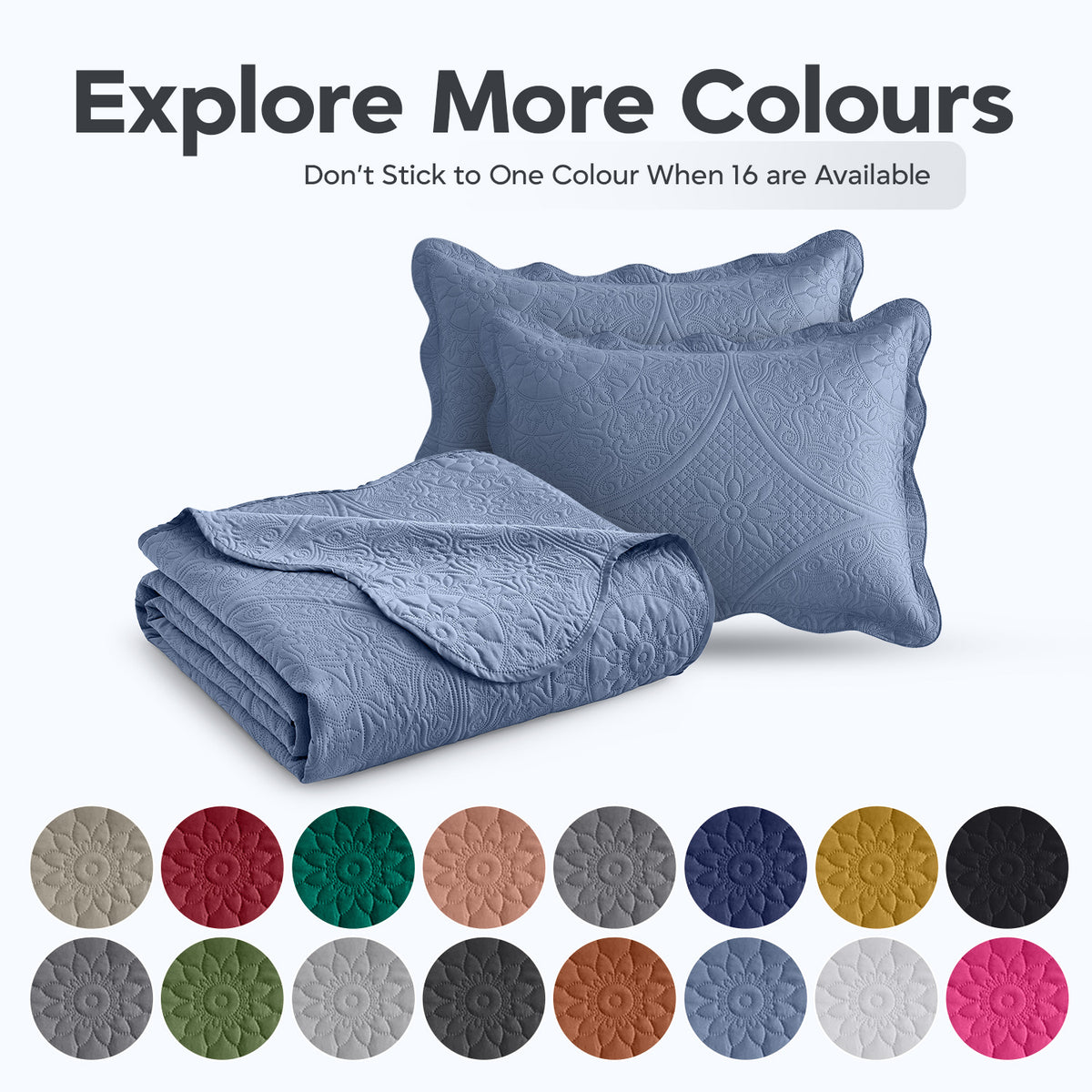 Luxury Quilted Bedspread Set 3 Piece Floral Coverlet with Pillow Shams Breathable Lightweight All Season - Twin Queen King California King 16 Colors